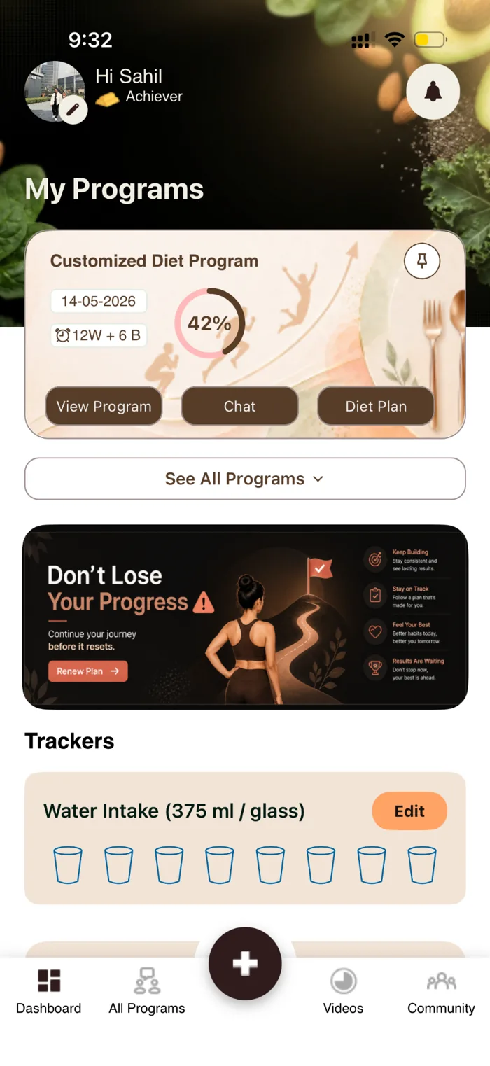 I'MWOW app dashboard screenshot